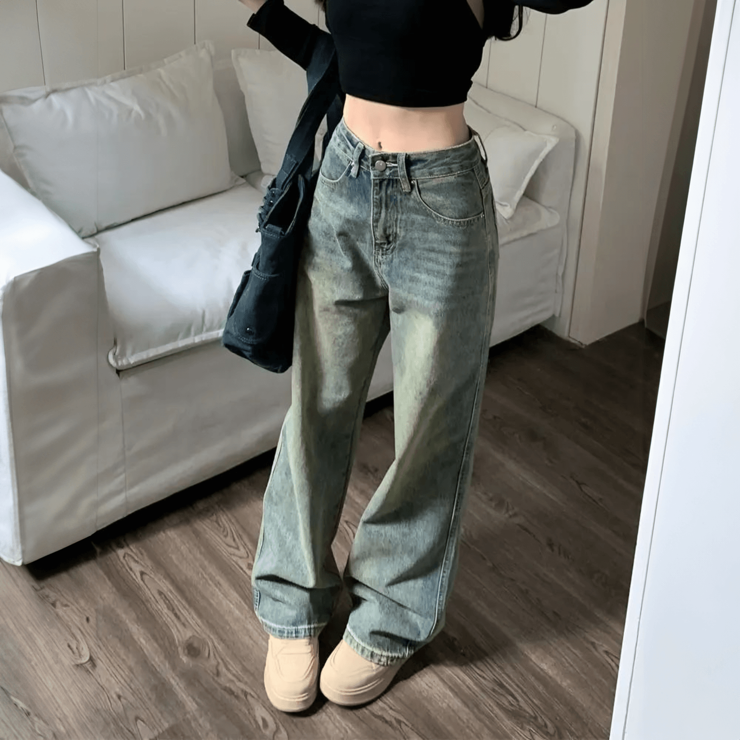 Dirty Wide Leg Jeans