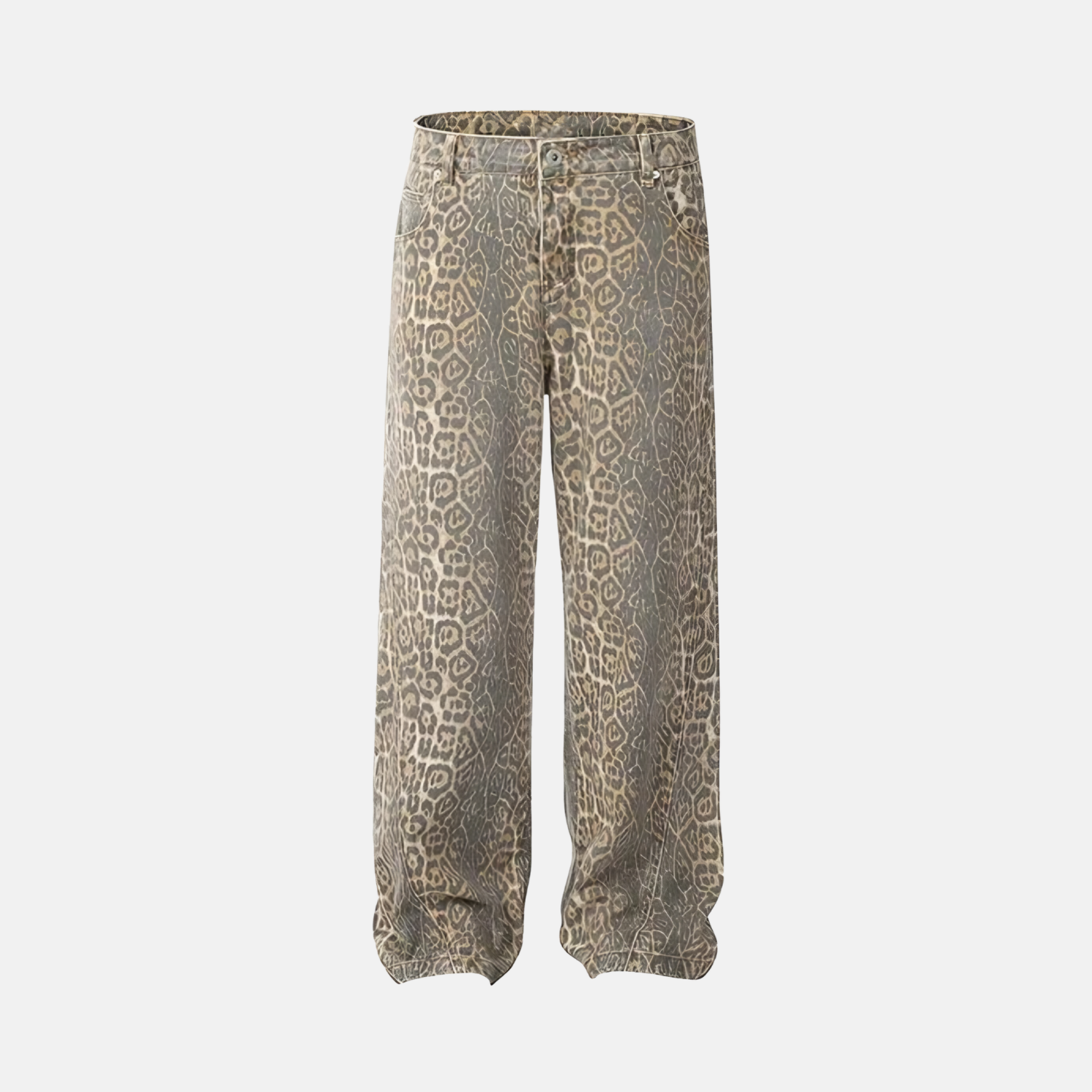 Lola Low Rise Wide Leg Leopard Jeans