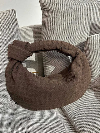 Woven Knot Faux Medium Suede Shoulder Bag