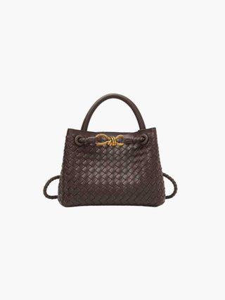 Butterfly Closure Woven Leather Tote Bag