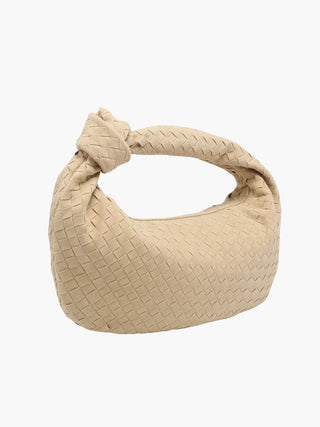 Woven Knot Faux Medium Suede Shoulder Bag