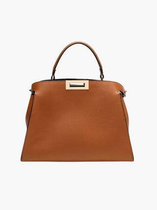 Faux Leather Satchel with Dual Carrying Options