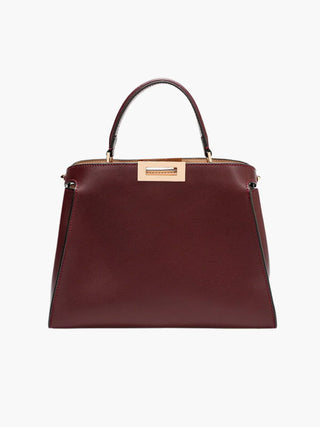 Faux Leather Satchel with Dual Carrying Options