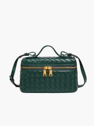 Woven Faux Leather Structured Box Bag