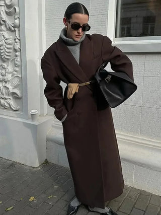 Oversized Double-Breasted Wool Trench Coat