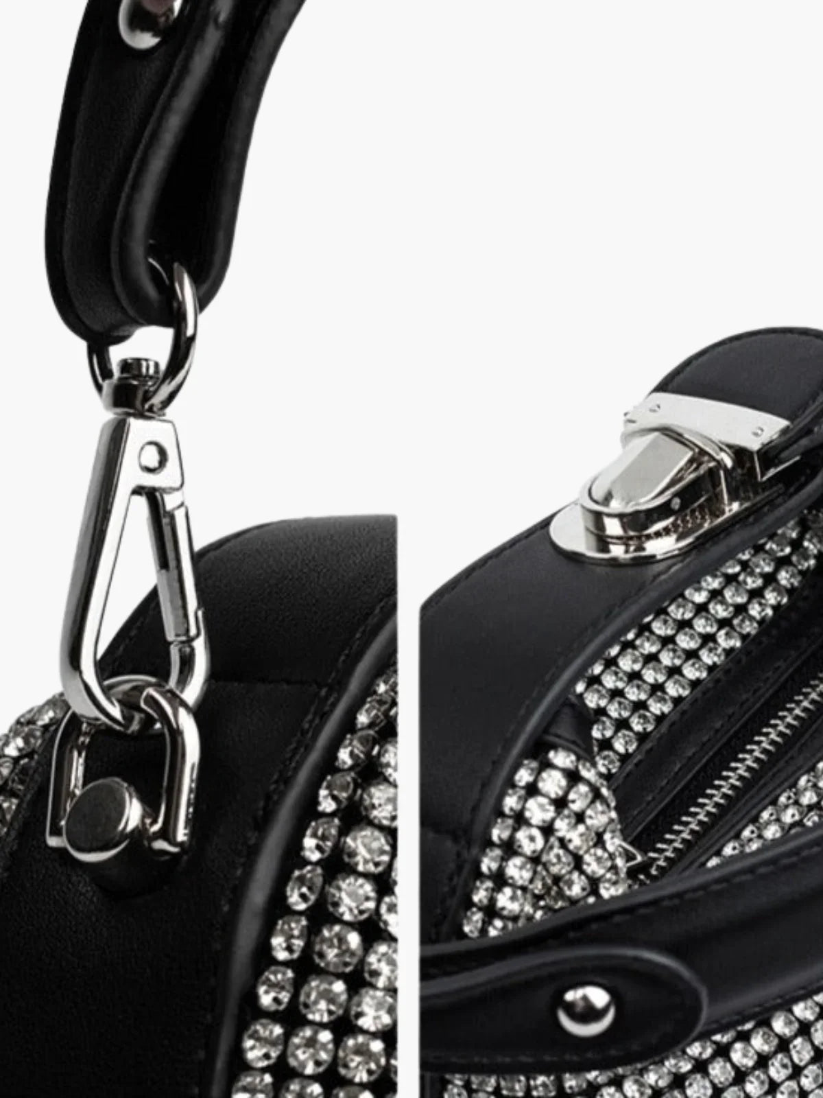 Rhinestone-Embellished Handbag With Elegant Folded Design