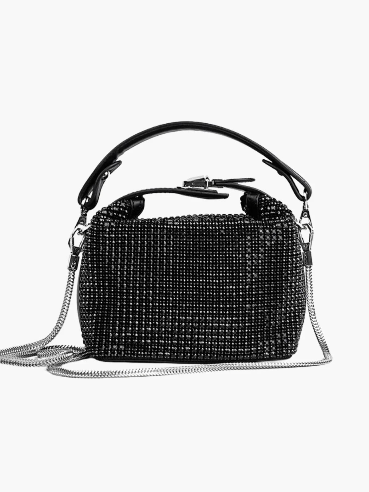 Rhinestone-Embellished Handbag With Elegant Folded Design