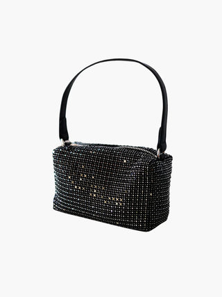 Rhinestone Mesh Evening Bag with Zipper Closure