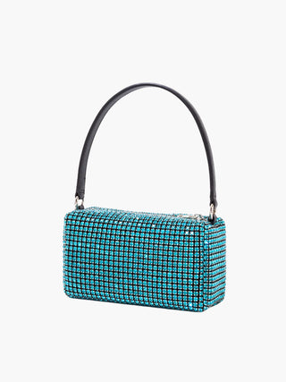 Rhinestone Mesh Evening Bag with Zipper Closure