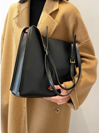 Sleek Faux Leather Bucket Shoulder Bag