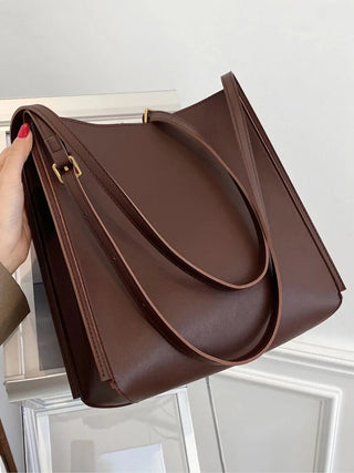 Sleek Faux Leather Bucket Shoulder Bag