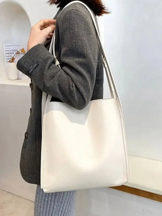 Sleek Faux Leather Bucket Shoulder Bag