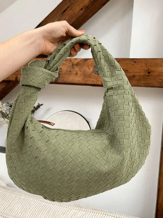 Woven Knot Faux Mini Suede Shoulder Bag