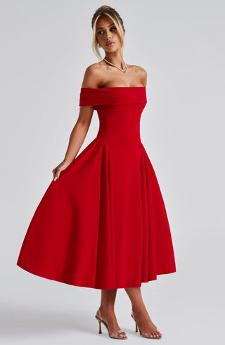 Miranda Midi Dress - Red