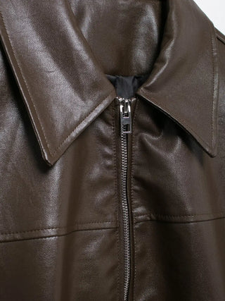 Retro Zip Faux Leather Coat